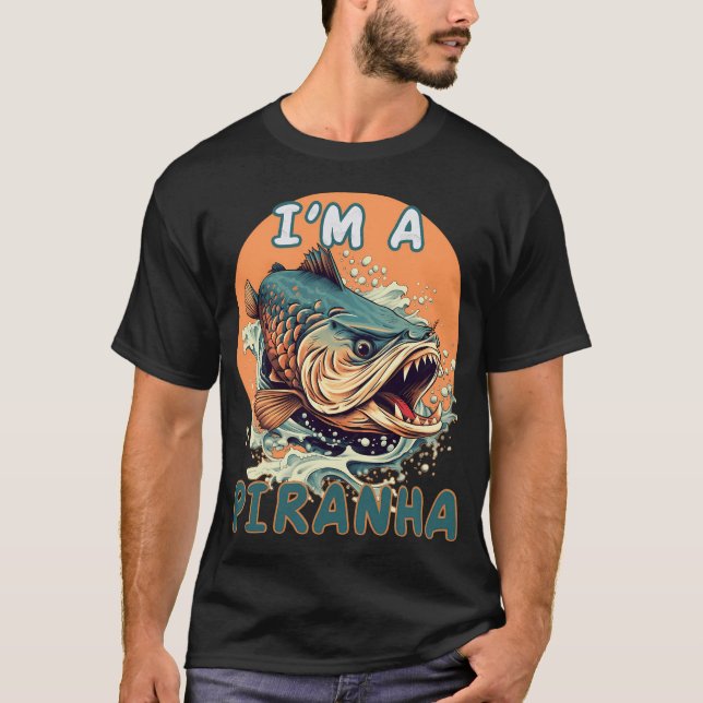 Aggressive Fish Fishing Art T-Shirt (Front)