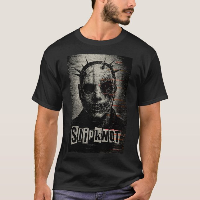 Aggressive Metal Mask Grunge Art T-Shirt (Front)