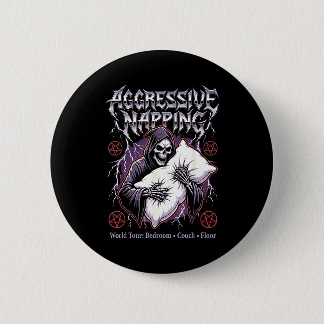 Aggressive Napng Funny Heavy Metal Grim Reaper Sle 6 Cm Round Badge (Front)