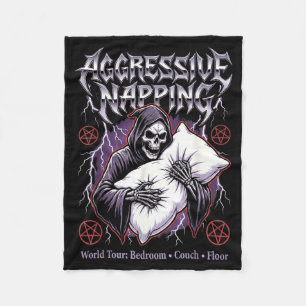 Aggressive Napng Funny Heavy Metal Grim Reaper Sle Fleece Blanket