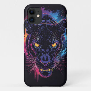 Aggressive Panther Artwork in Neon Colours Case-Mate iPhone Case