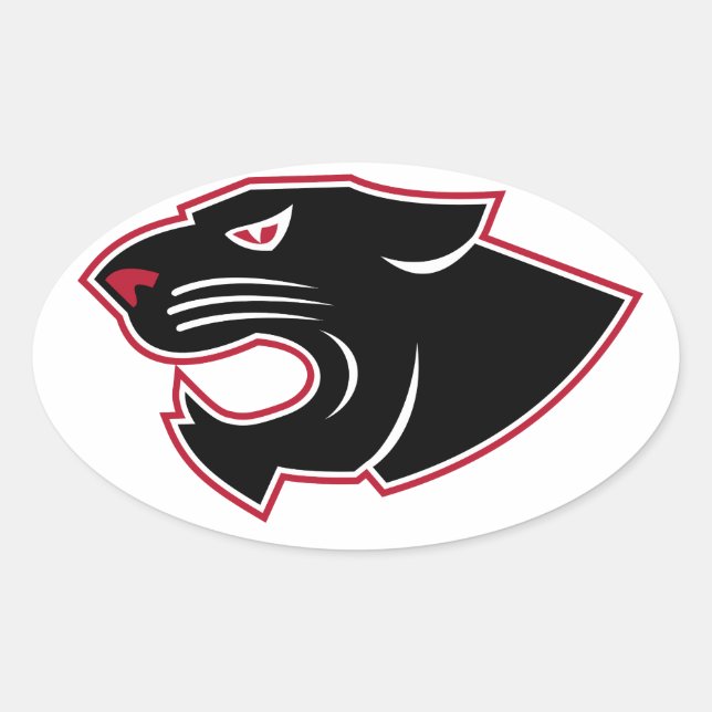 Aggressive Panther Head Icon Oval Sticker (Front)