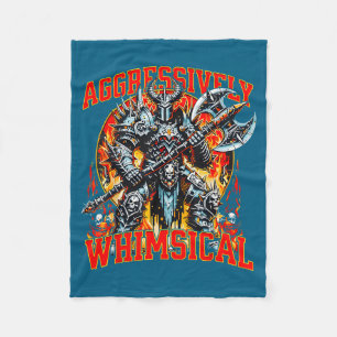 Aggressively Whimsical Dark Fantasy Warrior Battle Fleece Blanket