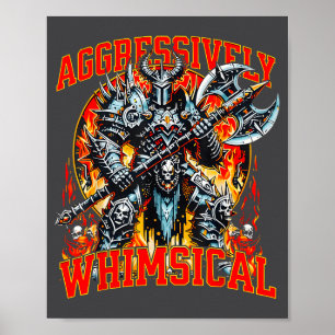 Aggressively Whimsical Dark Fantasy Warrior Battle Poster