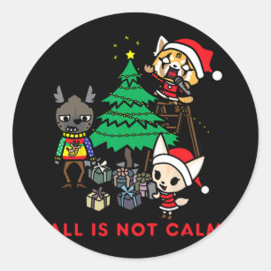 aggretsuko all is not calm christmas t-   classic round sticker