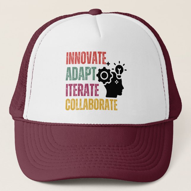 Agile Mindset Core Principles Positive Thinking Trucker Hat (Front)