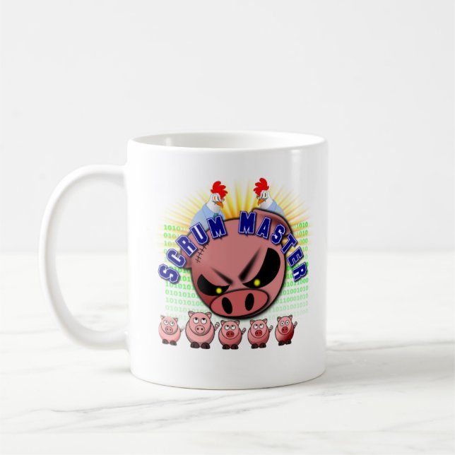 Agile Scrum Master Mug with Chickens & Pigs (Left)