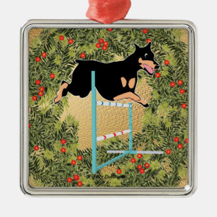 Agility Doberman Metal Tree Decoration