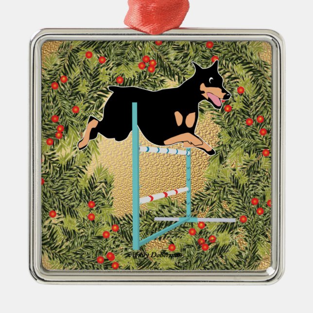 Agility Doberman Metal Tree Decoration (Front)