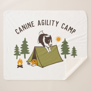 Agility Dog Cute Border Collie Camp Custom Sherpa Blanket