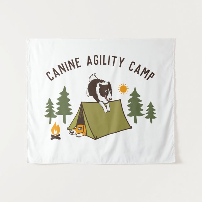 Agility Dog Cute Border Collie Camp Custom Tapestry (Front (Horizontal))