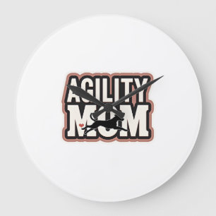 Agility Mum Vintage Dog Agility Silhouette Typogra Large Clock