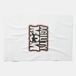 Agility Mum Vintage Dog Agility Silhouette Typogra Tea Towel