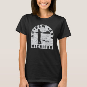 Aginaw Lake Ice Fishing Michigan T-Shirt