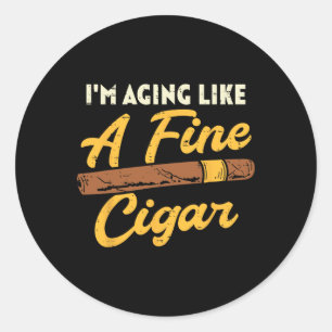 Aging Like Fine Cigar Vintage Fathers Day Dad Gran Classic Round Sticker