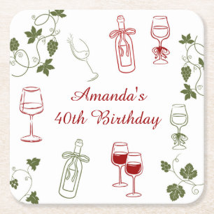  Aging Like Fine Wine Square Paper Coaster