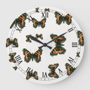 Aglais urticae - The Small Tortoiseshell Butterfly Large Clock