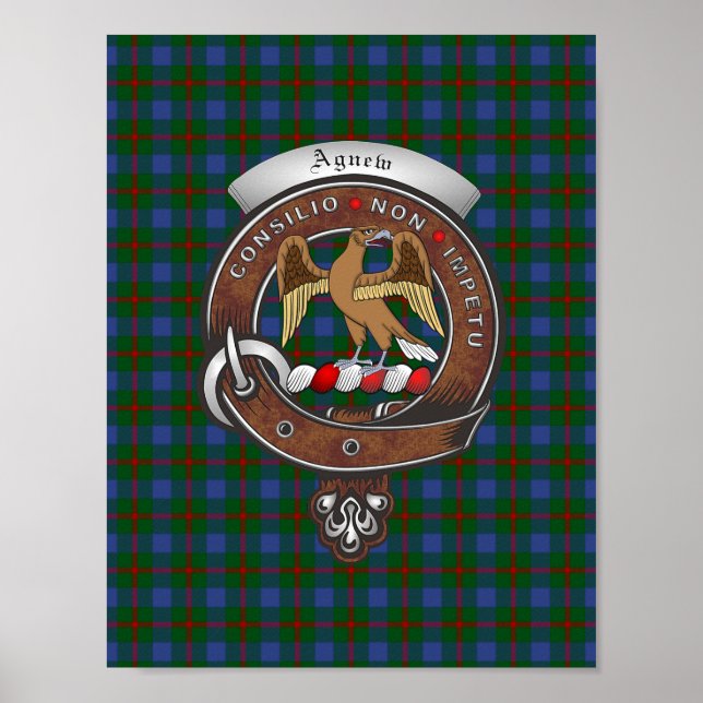 Agnew Clan Badge & Tartan 8.5x11 Poster (Front)