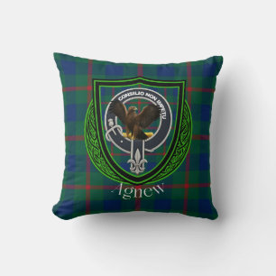 Agnew Scottish Clan Tartan & Crest Cushion