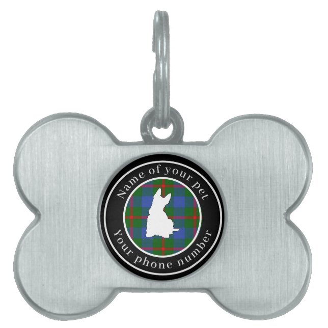 Agnew Tartan Scottie Dog Personalised Pet ID Tag (Front)