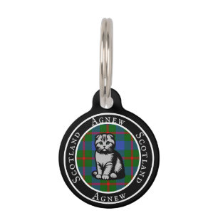 Agnew Tartan & Scottish Kitty Personalised Pet Tag