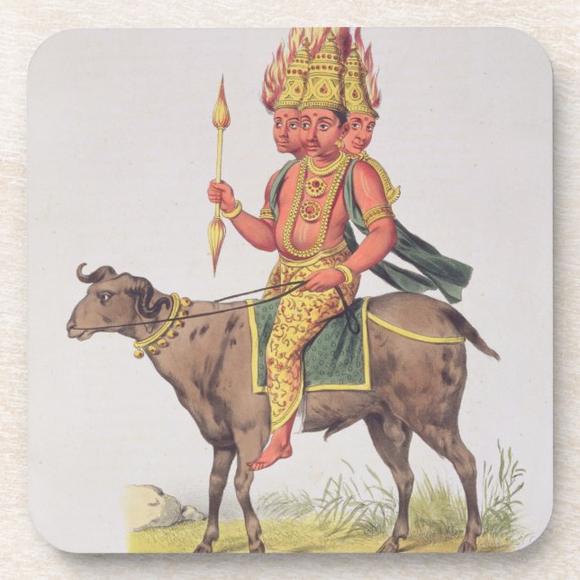 Agni, God of Fire, engraved by Charles Etienne Pie Coaster (Front)