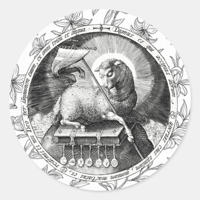 Agnus Dei Lamb of God Round Sticker  (Front)