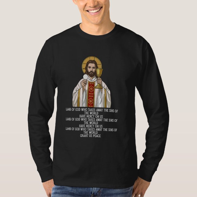 Agnus Dei Sanctus Traditional Latin Mass Catholic T-Shirt (Front)