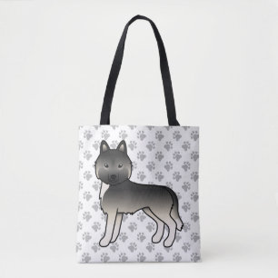 Agouti Siberian Husky Cartoon Dog & Paws Tote Bag