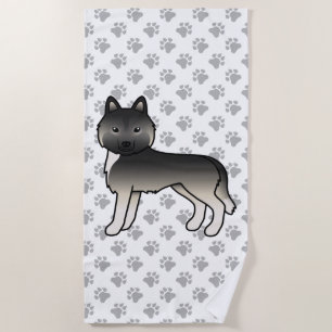 Agouti Siberian Husky Cute Cartoon Dog Beach Towel