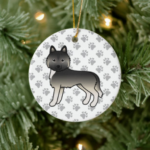 Agouti Siberian Husky Cute Cartoon Dog Ceramic Tree Decoration