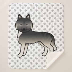 Agouti Siberian Husky Cute Cartoon Dog Sherpa Blanket