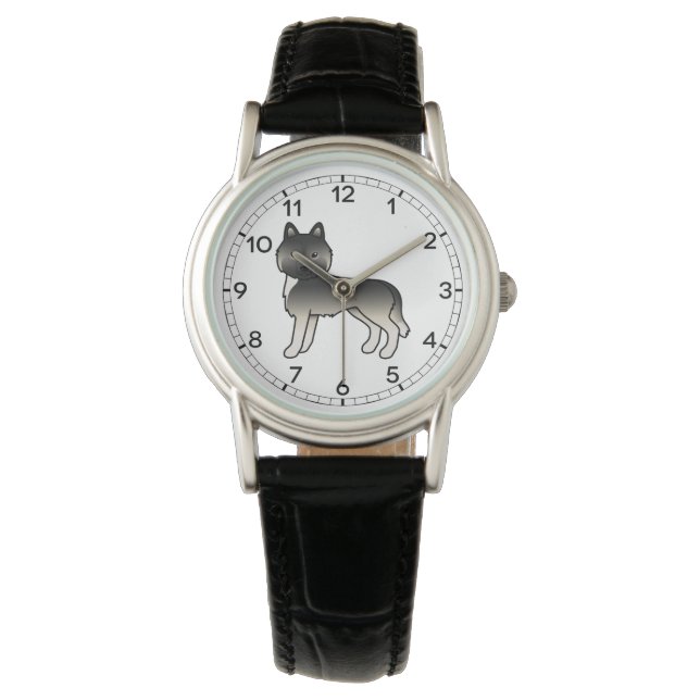 Agouti Siberian Husky Cute Cartoon Dog Watch (Front)