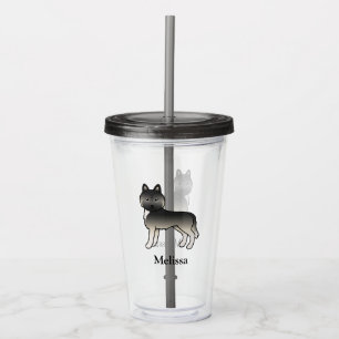 Agouti Siberian Husky Dog & Custom Name Acrylic Tumbler