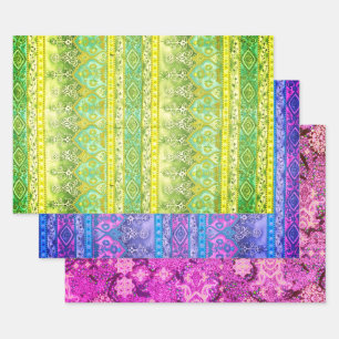 Agra and Suthep in green, purple and maroon Wrapping Paper Sheet