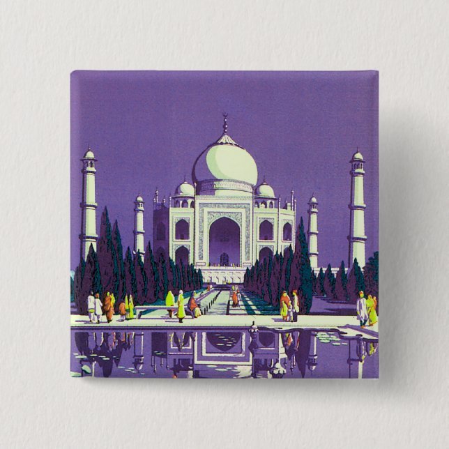 Agra ~ Taj Mahal 15 Cm Square Badge (Front)