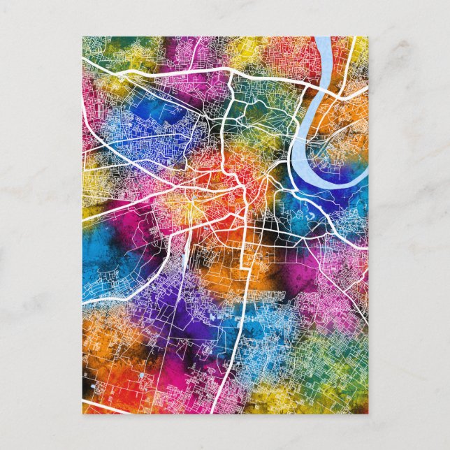 Agra Uttar Pradesh City Map Postcard (Front)