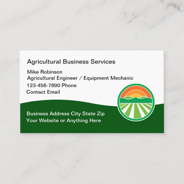 Agricultural Business Services And Machinery Business Card (Front)