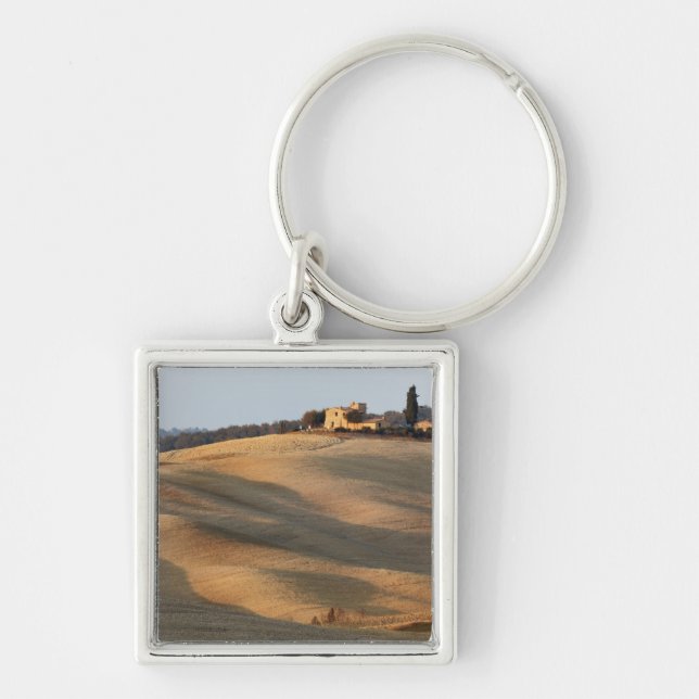Agricultural field at sunset, Val d'Orcia, Tusca Key Ring (Front)