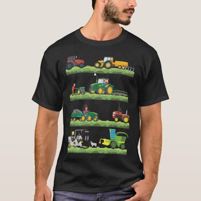 Agricultural Machinery Tractors Farmer Vehicles T-Shirt (Front)
