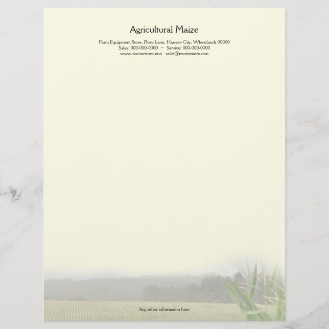 Agricultural Maize main page Letterhead Template (Front)