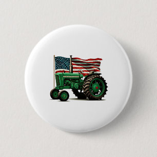 Agriculture Farm Tractor Usa Flag Tractor American 6 Cm Round Badge