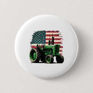 Agriculture Farm Tractor Usa Flag Tractor American 6 Cm Round Badge