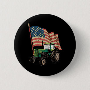 Agriculture Farm Tractor Usa Flag Tractor American 6 Cm Round Badge