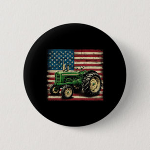 Agriculture Farm Tractor Usa Flag Tractor American 6 Cm Round Badge