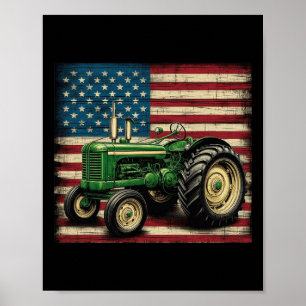 Agriculture Farm Tractor Usa Flag Tractor American Poster