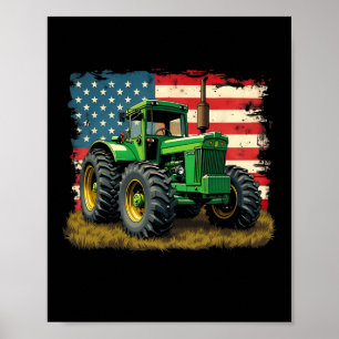 Agriculture Farm Tractor Usa Flag Tractor American Poster