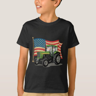 Agriculture Farm Tractor Usa Flag Tractor American T-Shirt