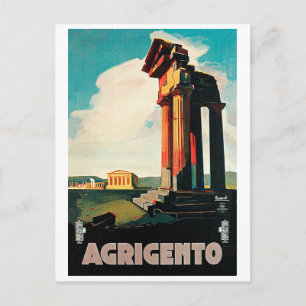 Agrigento ruins, Sicily, Italy, vintage travel Postcard