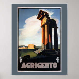 Agrigento Vintage Italian Travel Poster